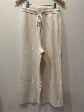 LILYSILK Cashmere Wide Leg Casual Pants Cream Size Small